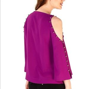 Trina Turk Amor Cold Shoulders Magenta Top Size S